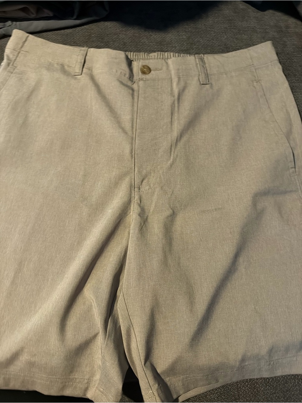 Jack Nicklaus 34 Men's Classic Beige Linen-Blend Shorts performance golf shorts